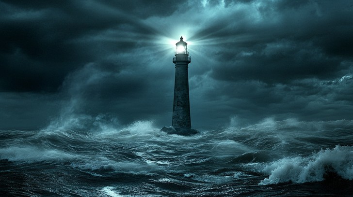 Lighthouse On A Stormy Ocean